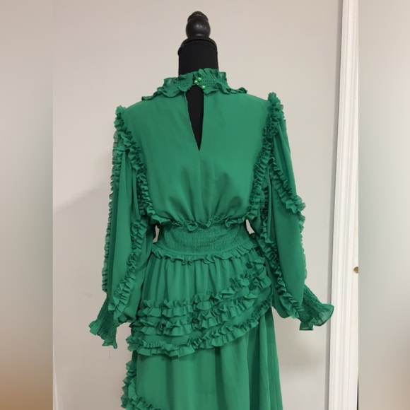 Casual Dresses Women Long Sleeve Tierred Ruffle Stand Collar Dress - Picture 10 of 10